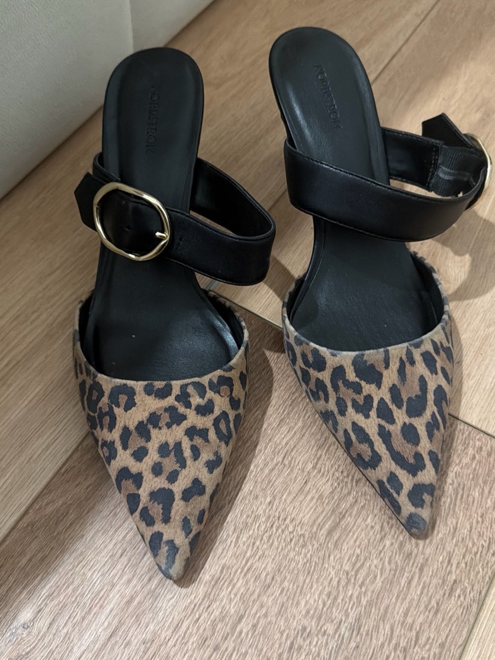 Nordstrom Leopard-Print Pointed Slingback Heel with Black Strap